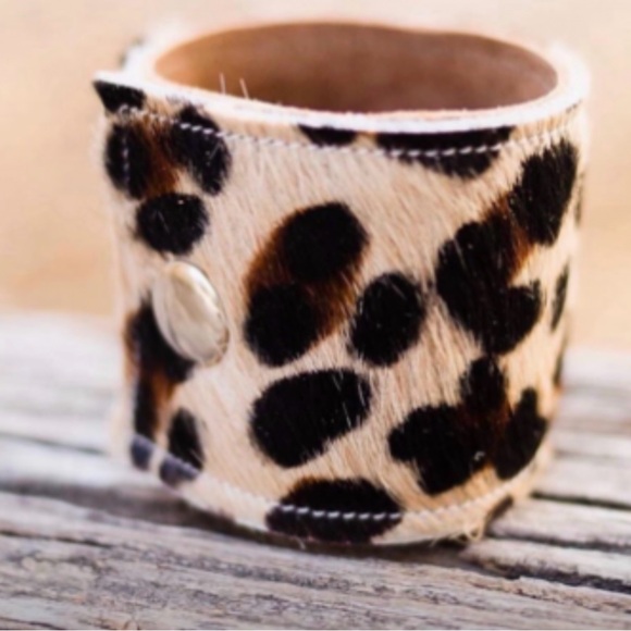 Jewelry - Leather hyde hair Leopard Print Cuff Bracelet